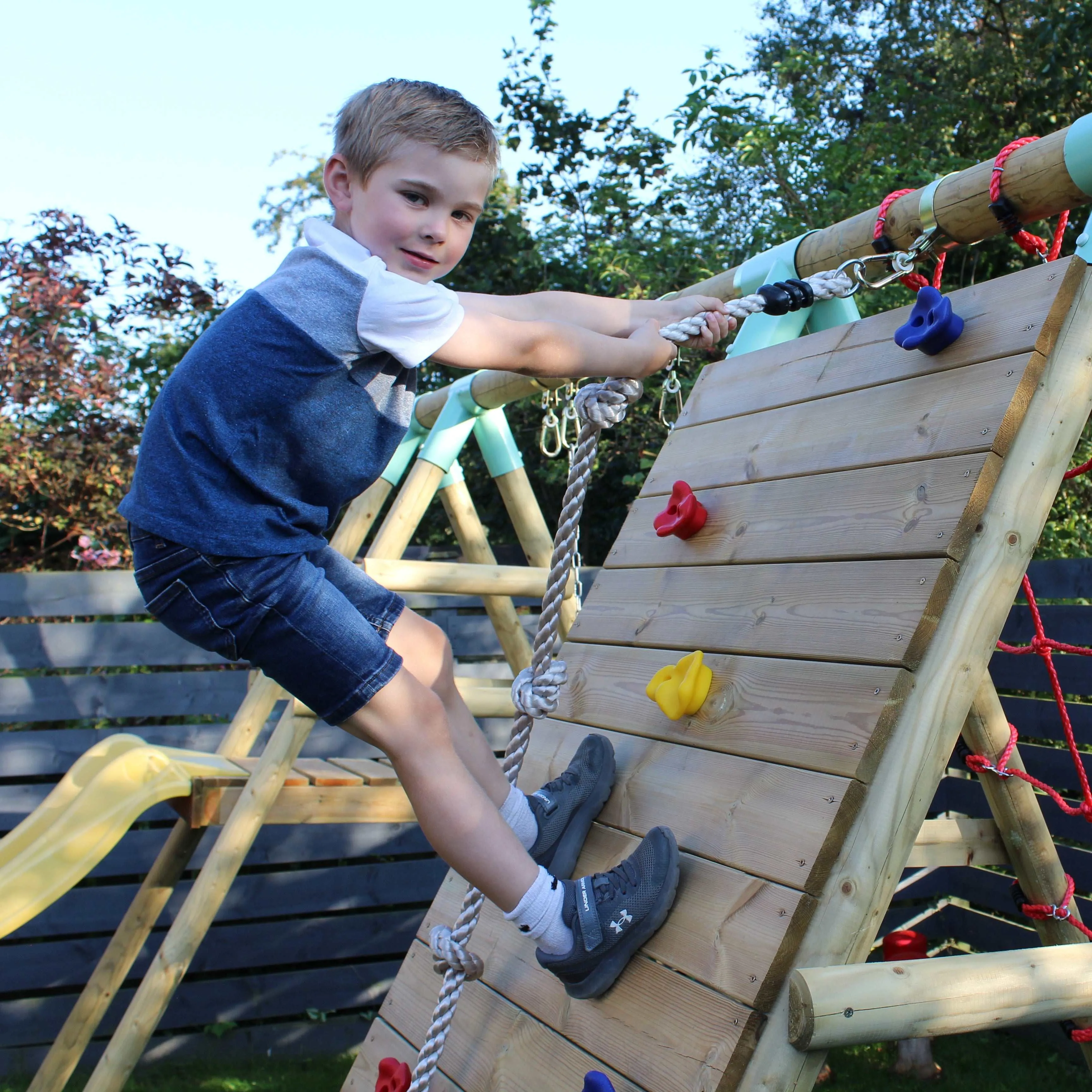 Go Wild Wooden Climber & Nest Swing Set