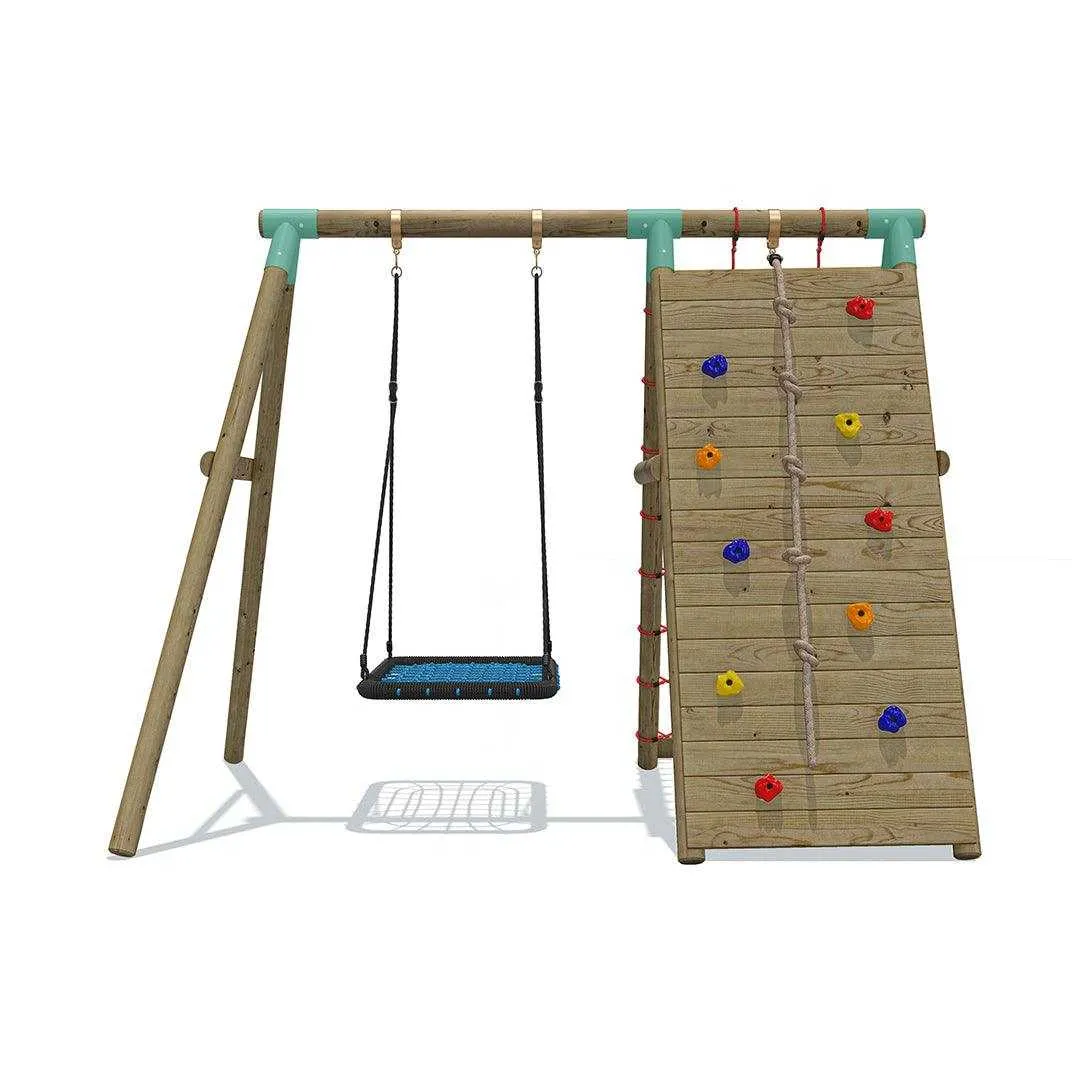Go Wild Wooden Climber & Nest Swing Set