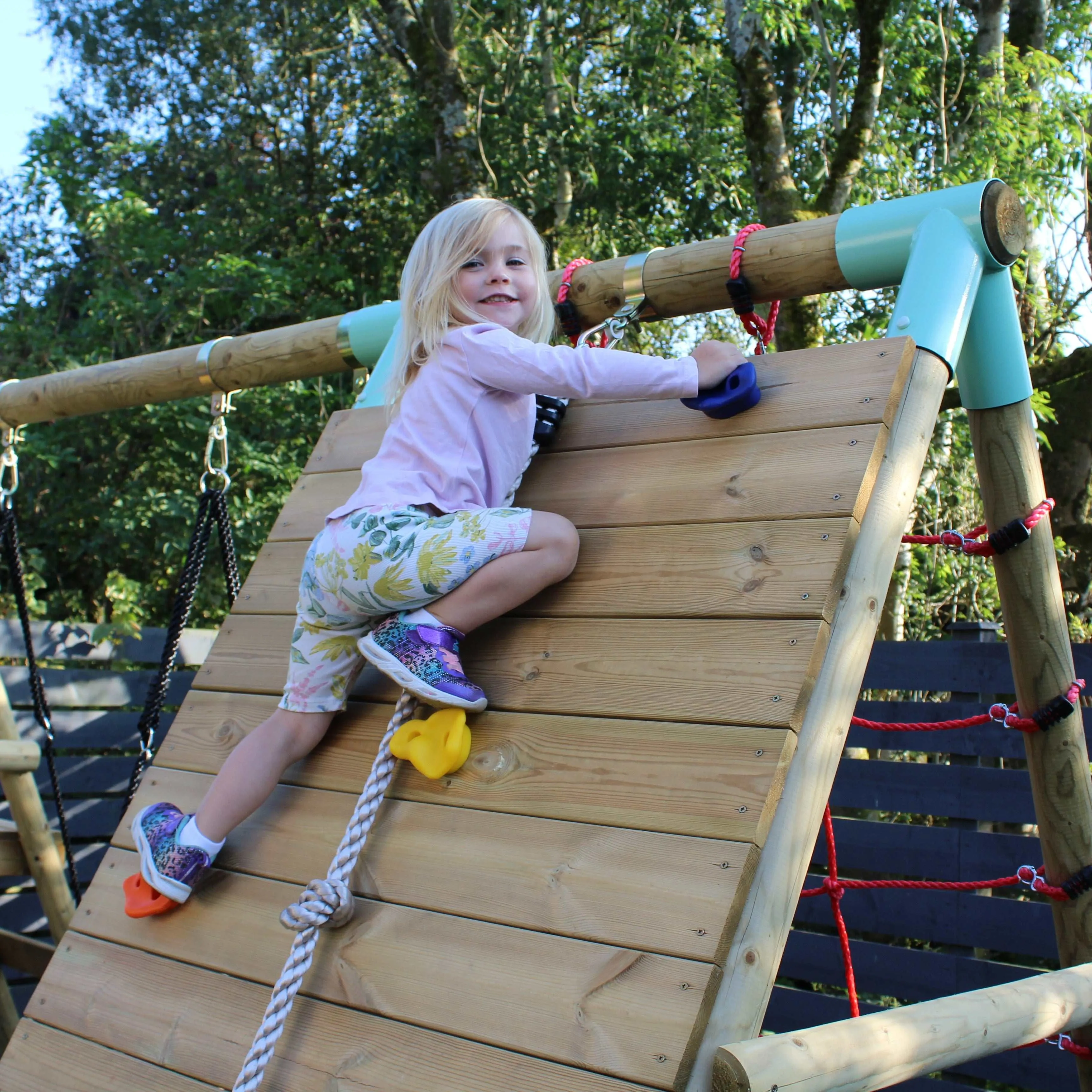 Go Wild Wooden Climber Swing Set