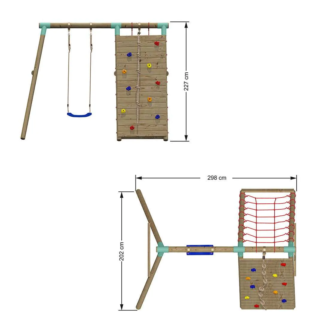 Go Wild Wooden Climber Swing Set