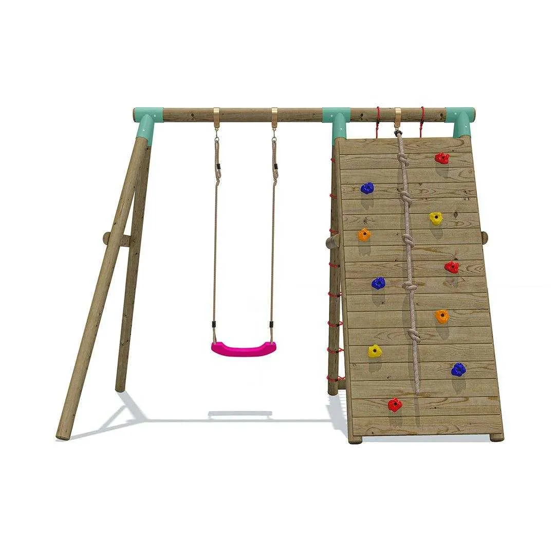 Go Wild Wooden Climber Swing Set