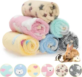 Guinea Pig Bedding Blankets - 6 Pack Soft Fleece Liner Small Animal Cage Accessories for Rat Hedgehog Chinchilla Hamster Rabbit Bunny, Washable Sleep Mat Bedding Accessories (13.7"*13.7")