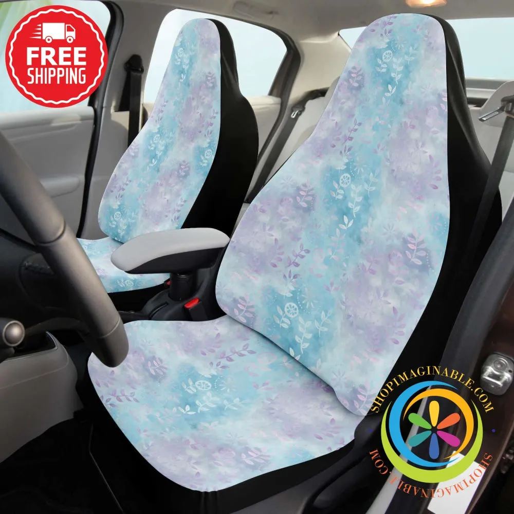 Hand Painted Blue Batik Floral Car Seat Cover