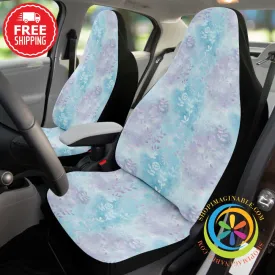 Hand Painted Blue Batik Floral Car Seat Cover