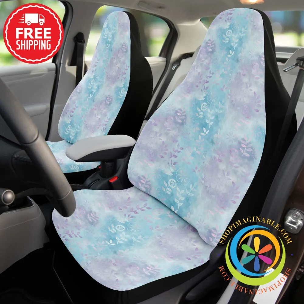 Hand Painted Blue Batik Floral Car Seat Cover