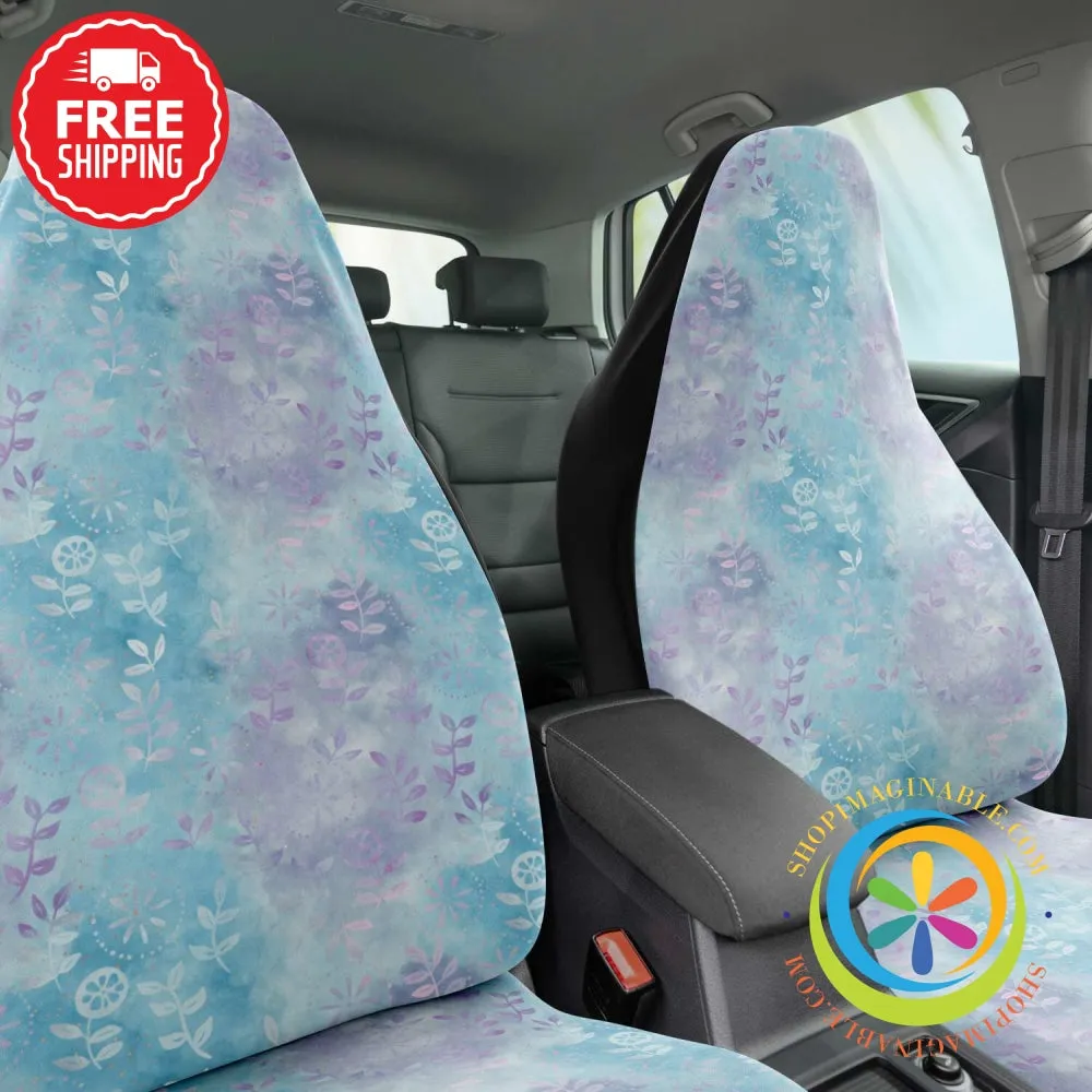 Hand Painted Blue Batik Floral Car Seat Cover