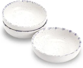 Howise Ceramic Cat Bowls, 5.19 in Cat Food Bowl Cat Dishes for Food and Water, 3 Pack Shallow Pet Bowls for Indoor Cats, White with Violet Blue