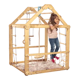 Indoor Wooden Playhouse with Swings