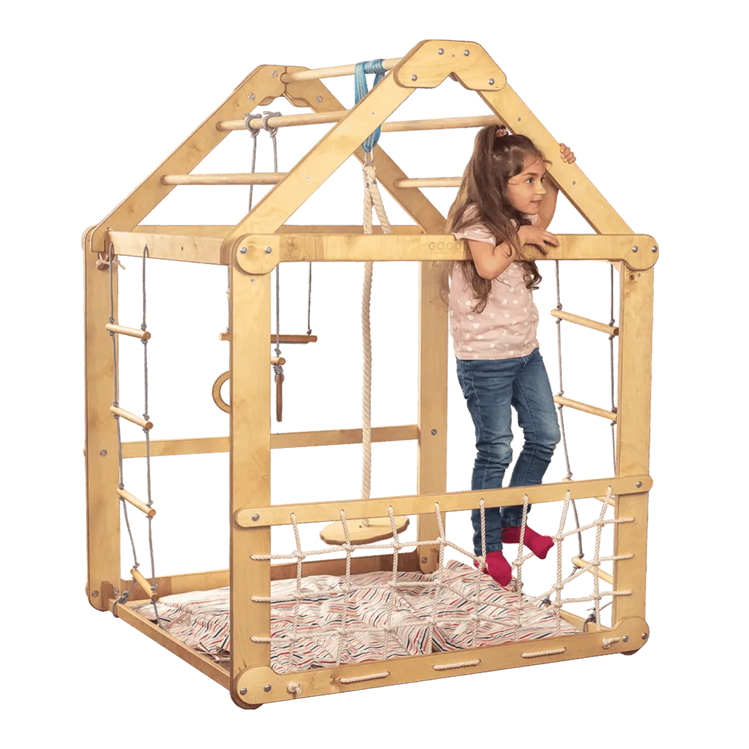 Indoor Wooden Playhouse with Swings