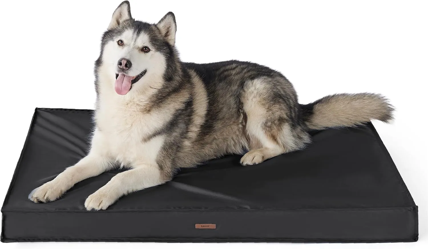 Lesure Outdoor Waterproof Dog Bed for Extra Large Dogs, Orthopedic Egg Crate Foam Pet Bed with Oxford Fabric Surface and Removable and Durable Cover, Machine Washable, 48''x30'', Black