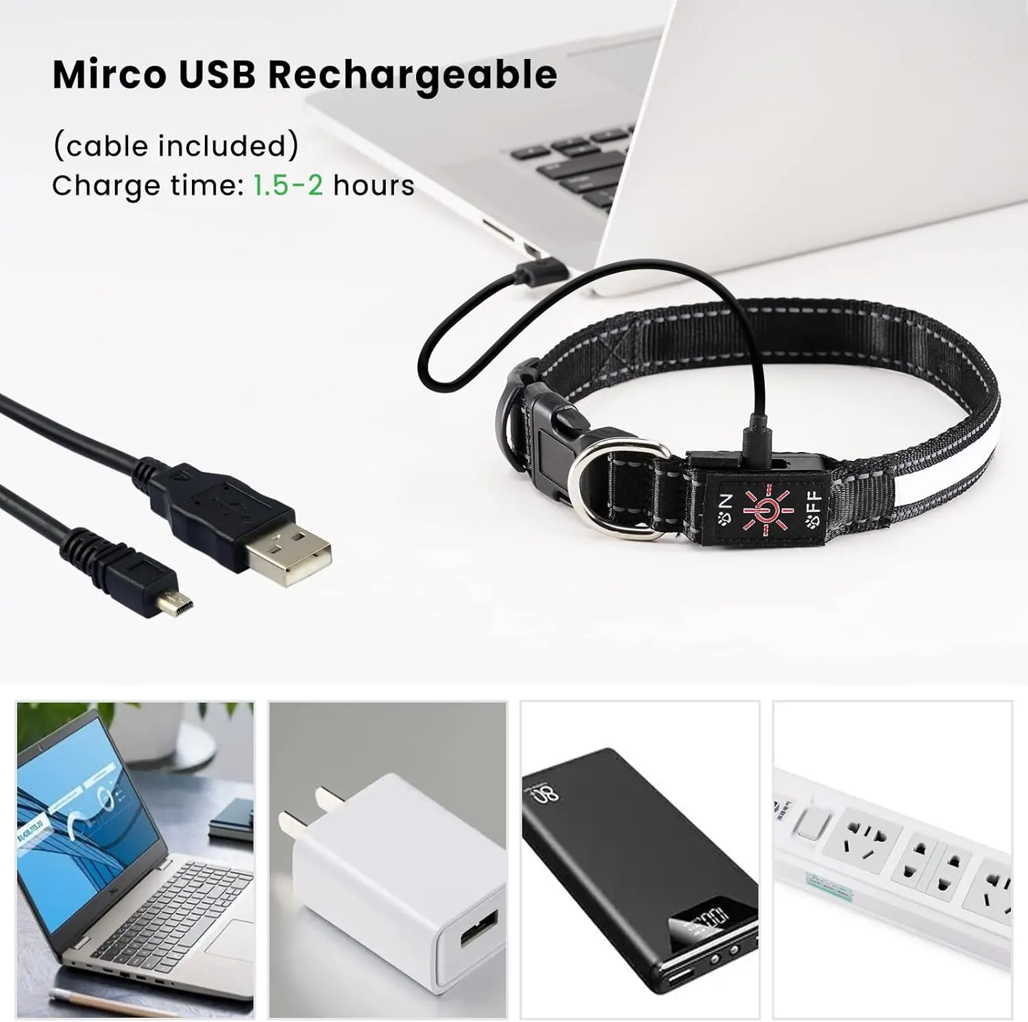 Light Up Collar - Rechargeable Multicolor LED Dog Collar with 1,000 Ft Visibility, Waterproof Glow in Dark for Night Walking (Black, L)