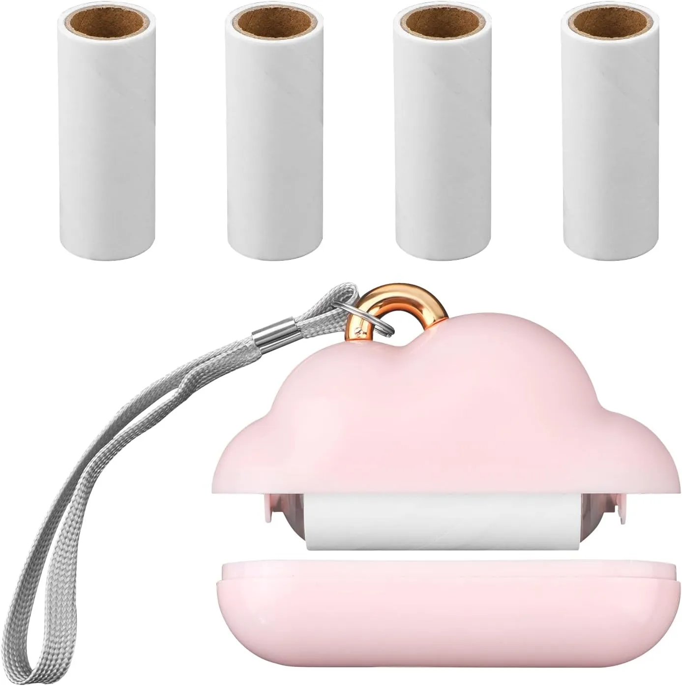 Mini Travel Size Lint Roller, Portable Clothes Lint Roller with 150 Refillable Papers Mini Lint Roller Travel Reusable Remover Pet Hair Lint Roller for Clothes (Pink)