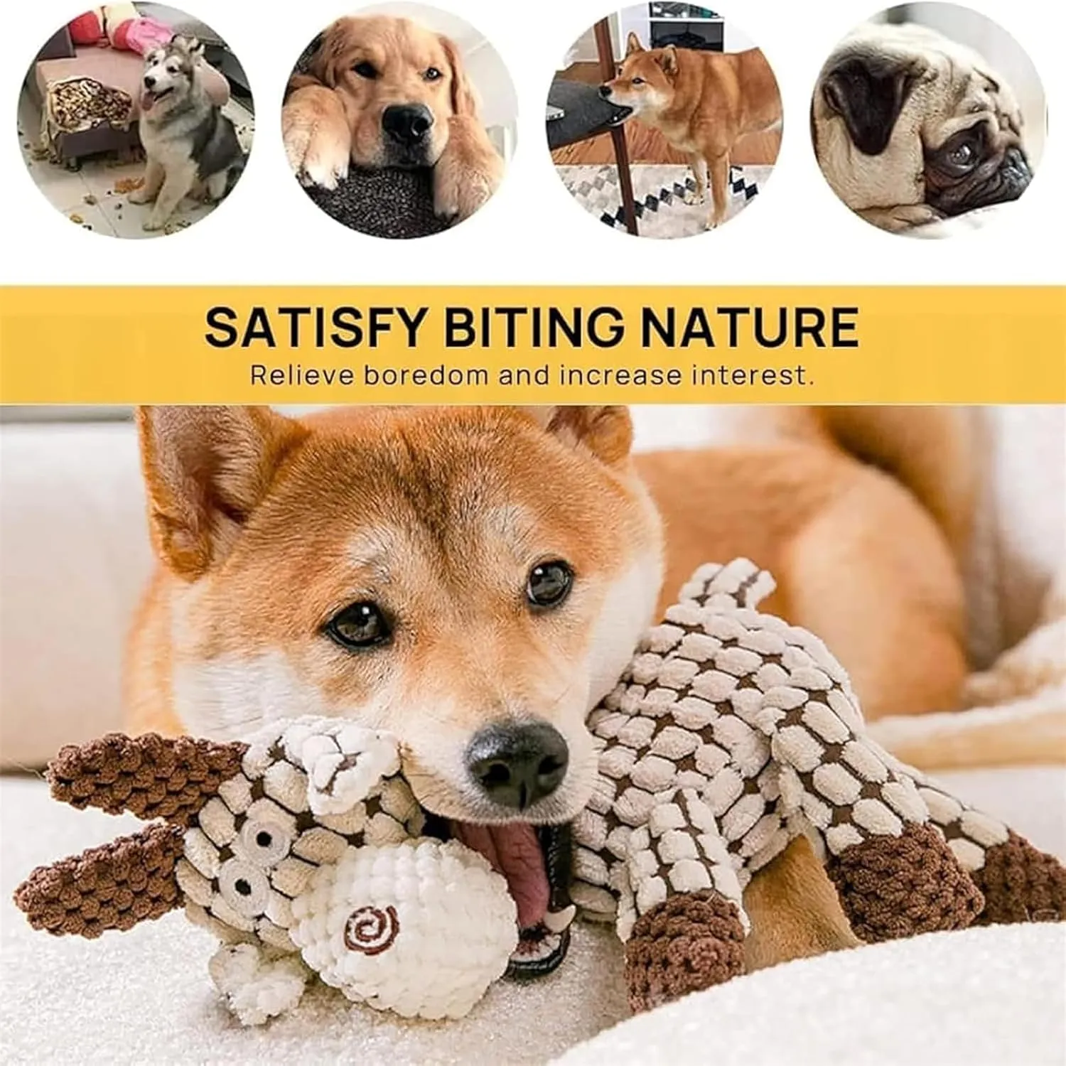 Outfany Bitebuddy, Outfany Bitebuddy Dog Toy, Bite Buddy Chew Toy for Dogs, Indestructible & Tough & Durable, for Aggressive Chewers, Interactive Dog Squeaky Toys (Beige Brown)