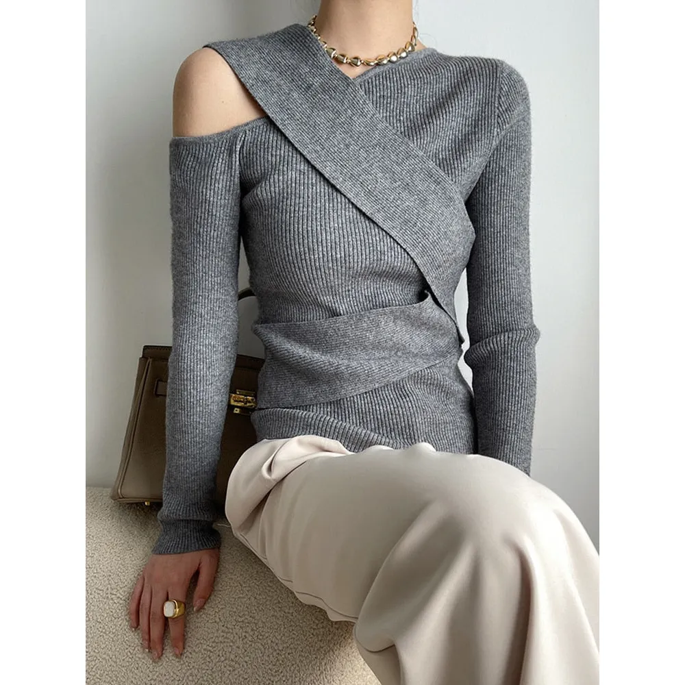 Patchwork  Long Sleeve Knitting Sweater