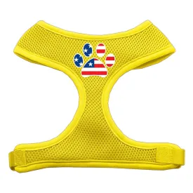 Paw Flag Usa Screen Print Soft Mesh Harness Yellow Medium