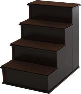 PawHut Pet Stairs, Small Pet Steps with Cushioned Removable Covering for Dogs and Cats Up to 22 lbs, Brown