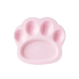 Pet Dream House PAW 2-in-1 Mini Slow Feeder Dish & Lick Mat for Cats and Small Dogs Baby Pink