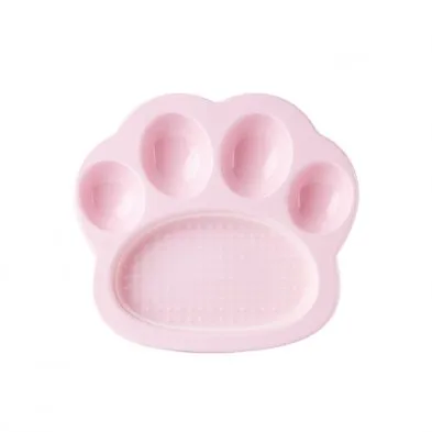 Pet Dream House PAW 2-in-1 Mini Slow Feeder Dish & Lick Mat for Cats and Small Dogs Baby Pink