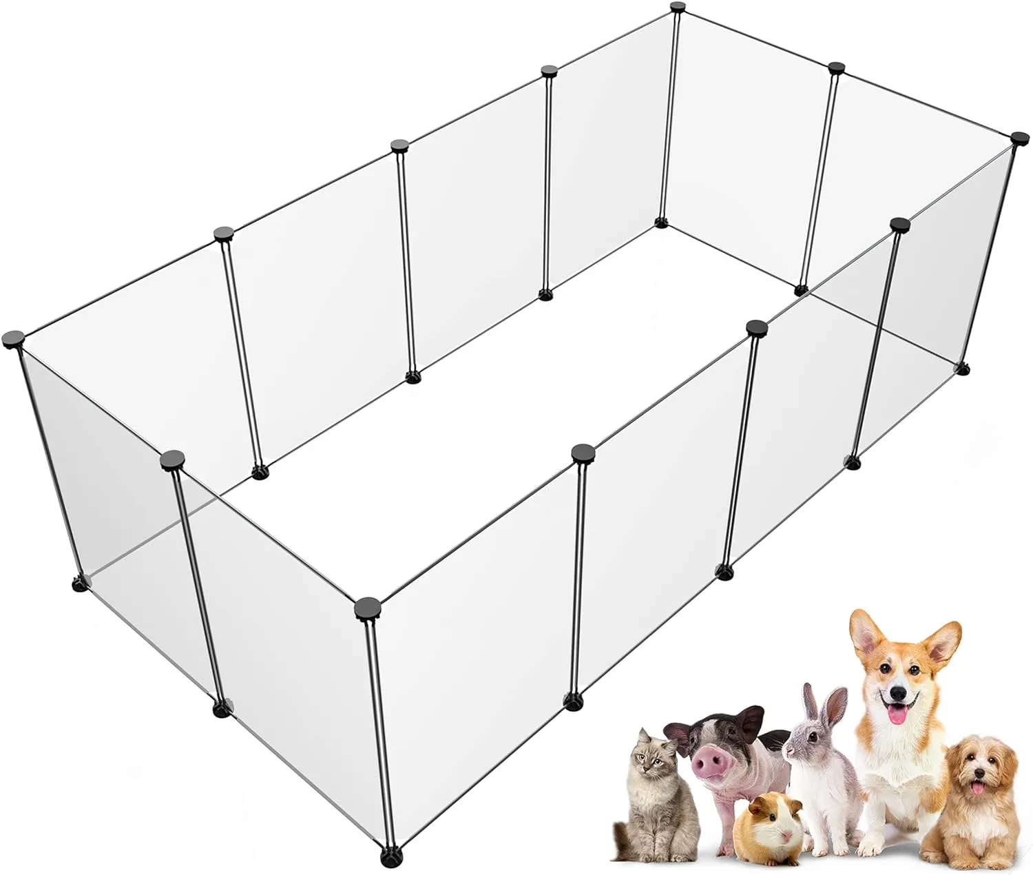 Pet Playpen,Puppy Playpen Transparent Small Animals Playpen, Pet Fence Yard Fence for Puppy,Bunny,Guinea Pigs,Ferrets,Mice,Hamsters,Hedgehogs,Turtles