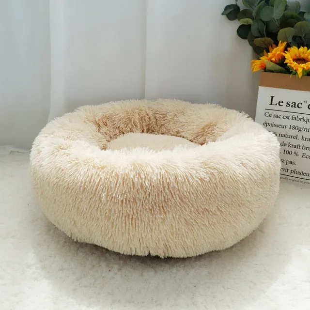 Pet Warm Fleece Round Long Plush Soft Sofa Cushion Mats