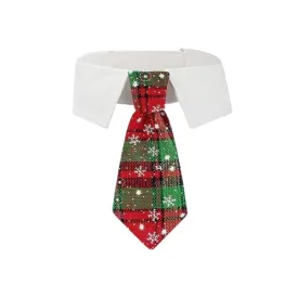 PetAffairs Christmas Red Plaid Elegant Bow Collars