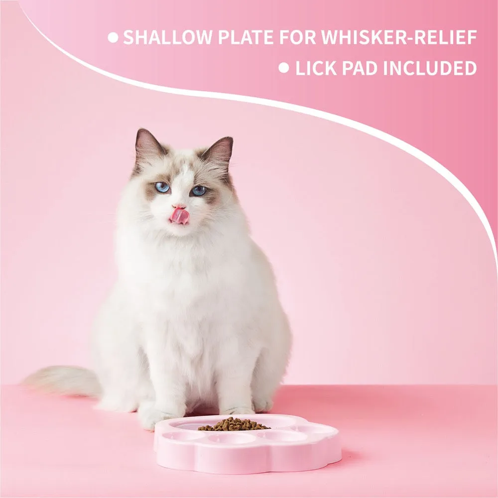 PetDreamHouse PAW 2-In-1 Mini Interactive Slow Feeder For Cats & Dogs (Baby Pink Paw)