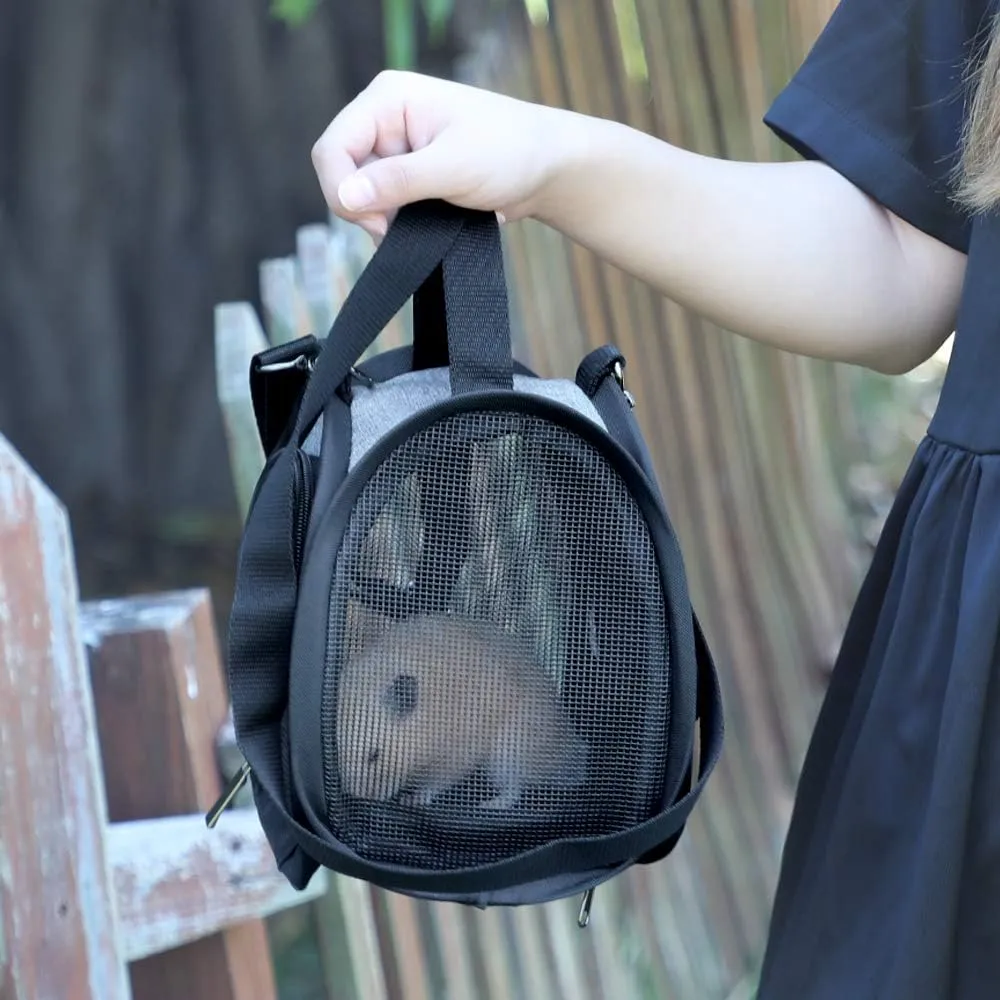 Petsfit Hamster Carrier Small Animal Bag for Sugar Glider,Hedgehog,Tortoise,Teacup Dogs,Baby Guinea Pig - Lightweigh Carriers with Shoulder Strap,Breathable Mesh Window,Removable Mat,Side Pockets