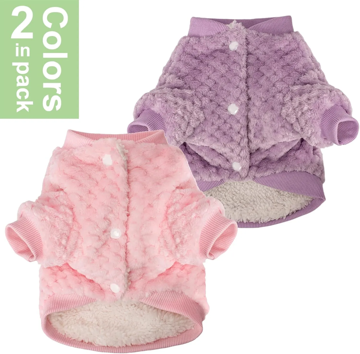 POMIU Dog Sweater, Dog Sweaters for Small Medium Dogs or Cat, Warm Soft Flannel Pet Clothes for Dogs Girl or Boy, Dog Shirt Coat Jacket (Coat Pink Purple, XX-Small)