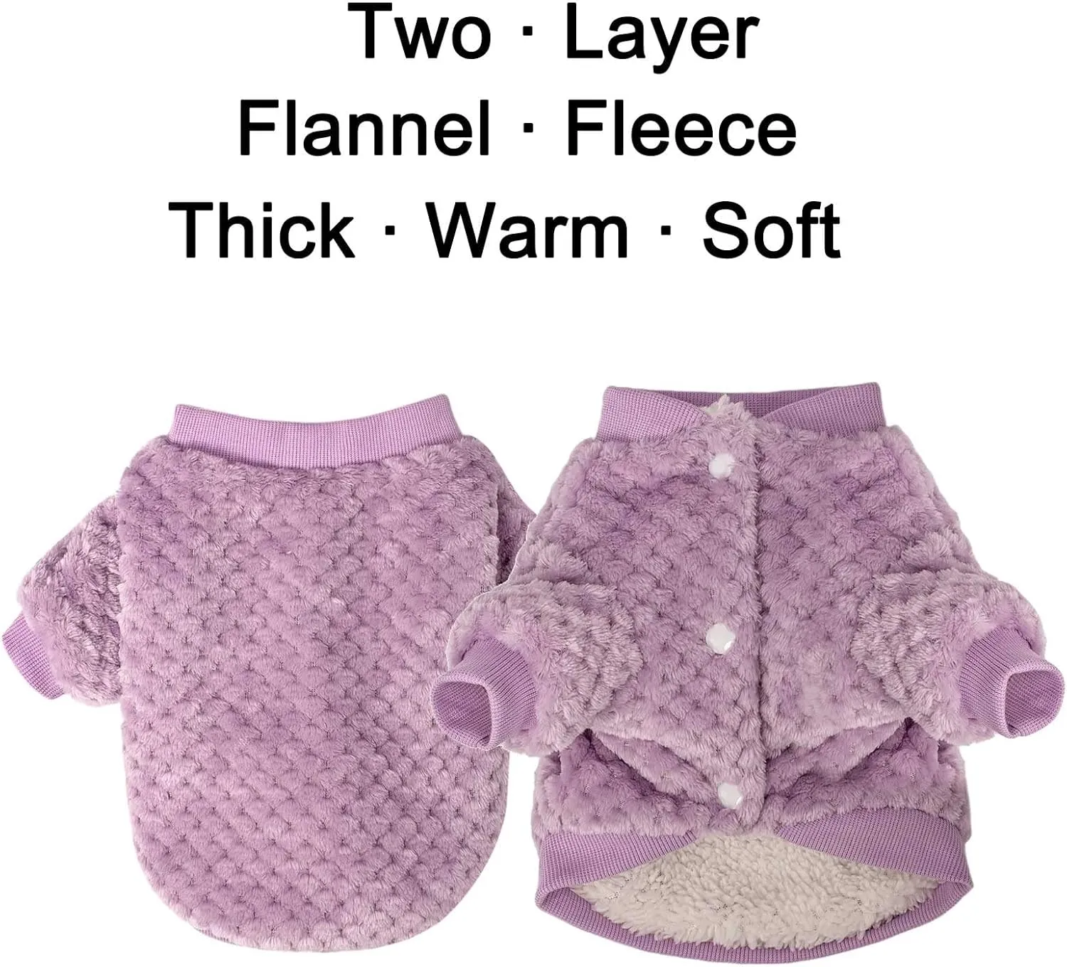 POMIU Dog Sweater, Dog Sweaters for Small Medium Dogs or Cat, Warm Soft Flannel Pet Clothes for Dogs Girl or Boy, Dog Shirt Coat Jacket (Coat Pink Purple, XX-Small)