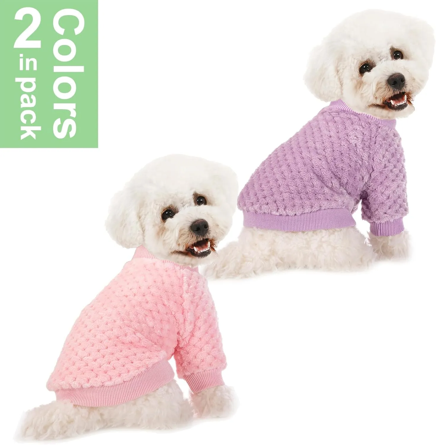 POMIU Dog Sweater, Dog Sweaters for Small Medium Dogs or Cat, Warm Soft Flannel Pet Clothes for Dogs Girl or Boy, Dog Shirt Coat Jacket (Coat Pink Purple, XX-Small)