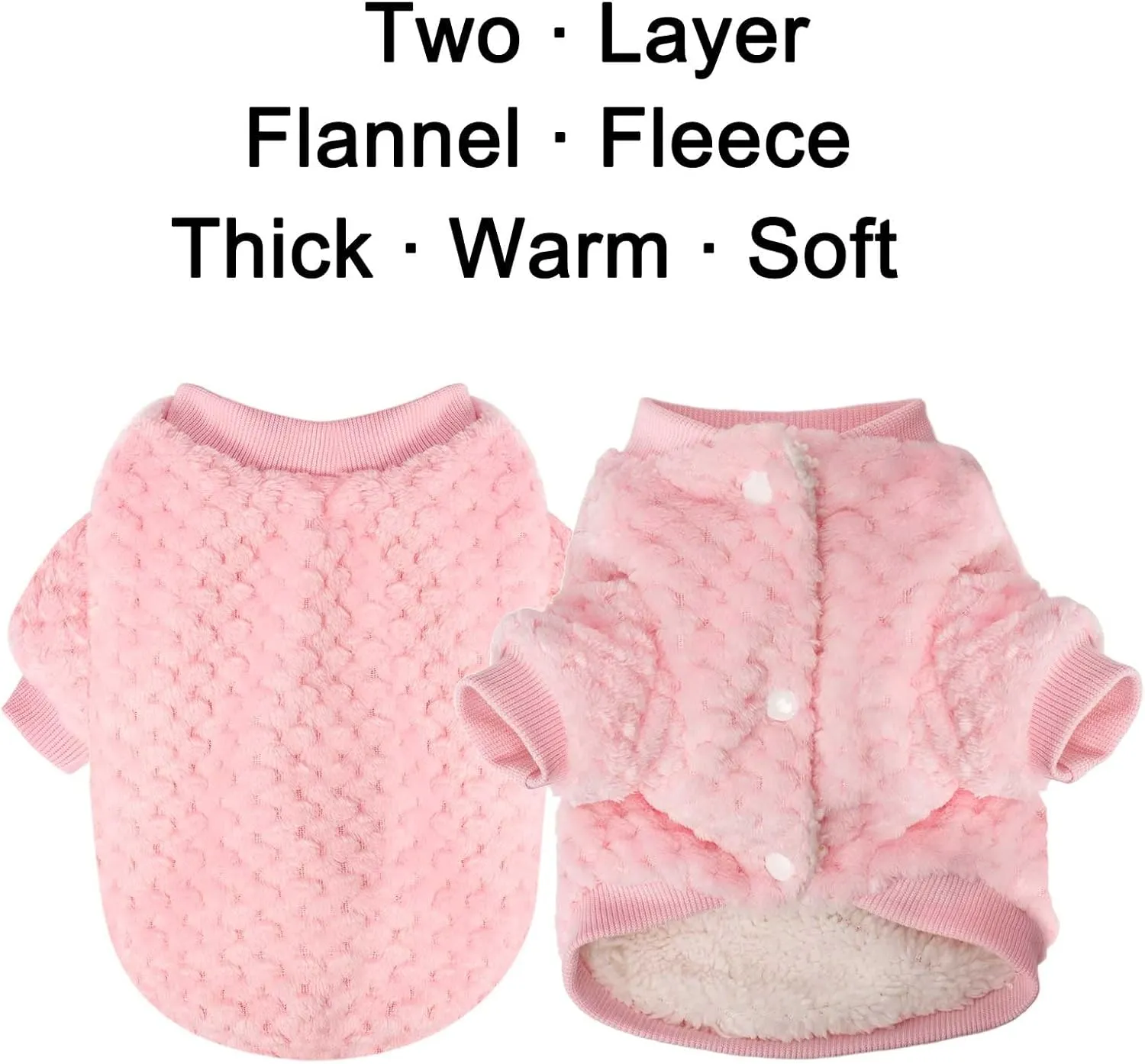 POMIU Dog Sweater, Dog Sweaters for Small Medium Dogs or Cat, Warm Soft Flannel Pet Clothes for Dogs Girl or Boy, Dog Shirt Coat Jacket (Coat Pink Purple, XX-Small)