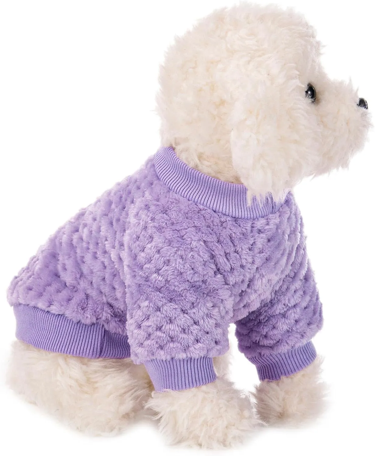 POMIU Dog Sweater, Dog Sweaters for Small Medium Dogs or Cat, Warm Soft Flannel Pet Clothes for Dogs Girl or Boy, Dog Shirt Coat Jacket (Peach Purple Rose, XX-Small)