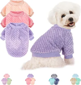 POMIU Dog Sweater, Dog Sweaters for Small Medium Dogs or Cat, Warm Soft Flannel Pet Clothes for Dogs Girl or Boy, Dog Shirt Coat Jacket (Peach Purple Rose, XX-Small)