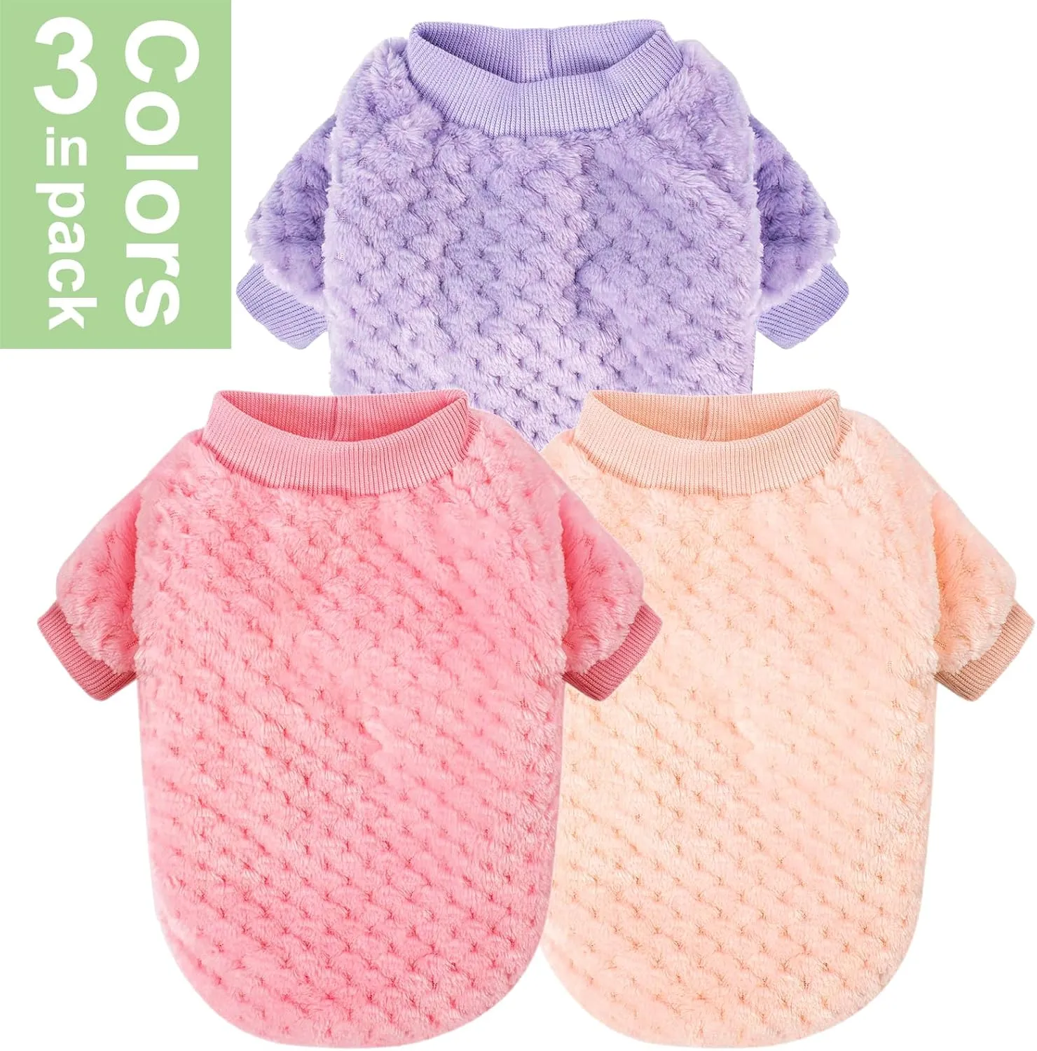 POMIU Dog Sweater, Dog Sweaters for Small Medium Dogs or Cat, Warm Soft Flannel Pet Clothes for Dogs Girl or Boy, Dog Shirt Coat Jacket (Peach Purple Rose, XX-Small)