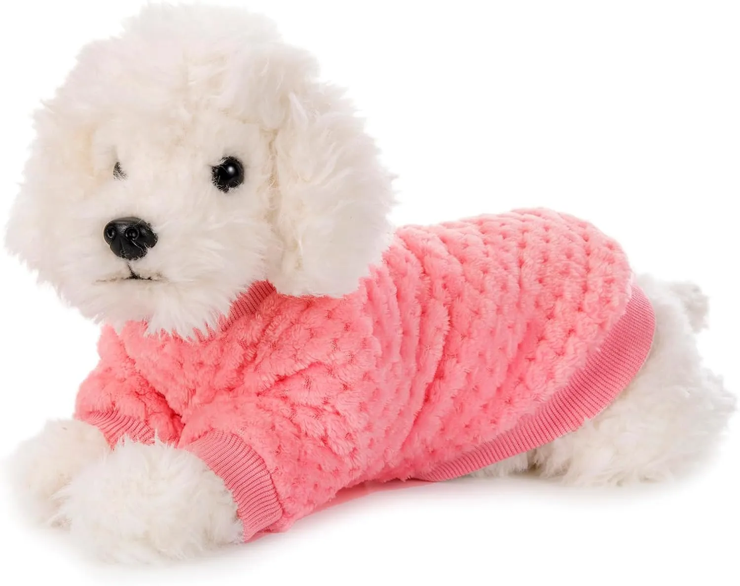 POMIU Dog Sweater, Dog Sweaters for Small Medium Dogs or Cat, Warm Soft Flannel Pet Clothes for Dogs Girl or Boy, Dog Shirt Coat Jacket (Peach Purple Rose, XX-Small)