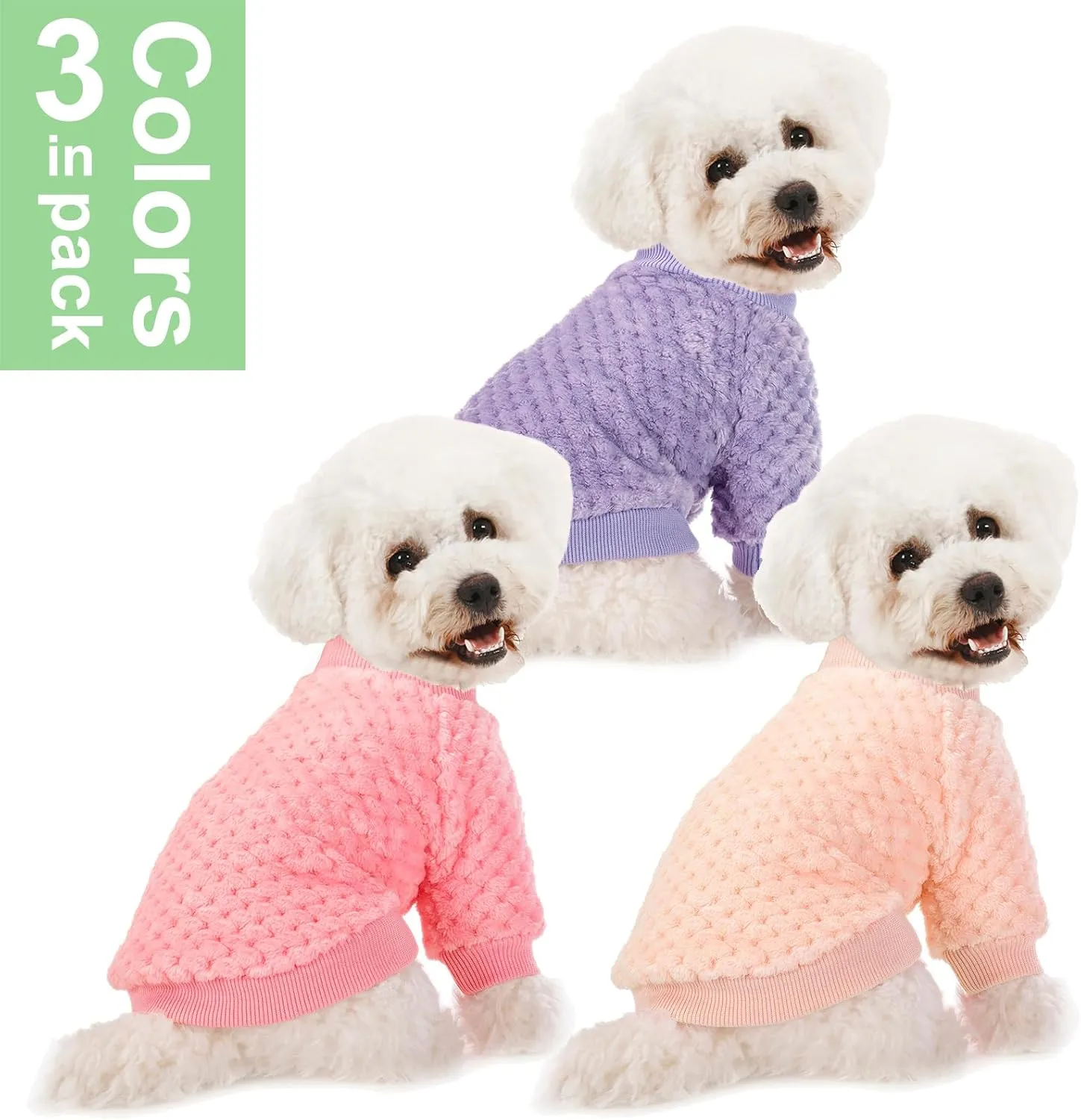 POMIU Dog Sweater, Dog Sweaters for Small Medium Dogs or Cat, Warm Soft Flannel Pet Clothes for Dogs Girl or Boy, Dog Shirt Coat Jacket (Peach Purple Rose, XX-Small)