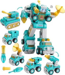 PowerTRC 5-in-1 STEM Robot Toy  Take Apart Building Set for 5  Year Old Boys & Girls | Best Robot Construction Toy with Lights & Sounds | Educational Gifts for Kids Ages 3-8