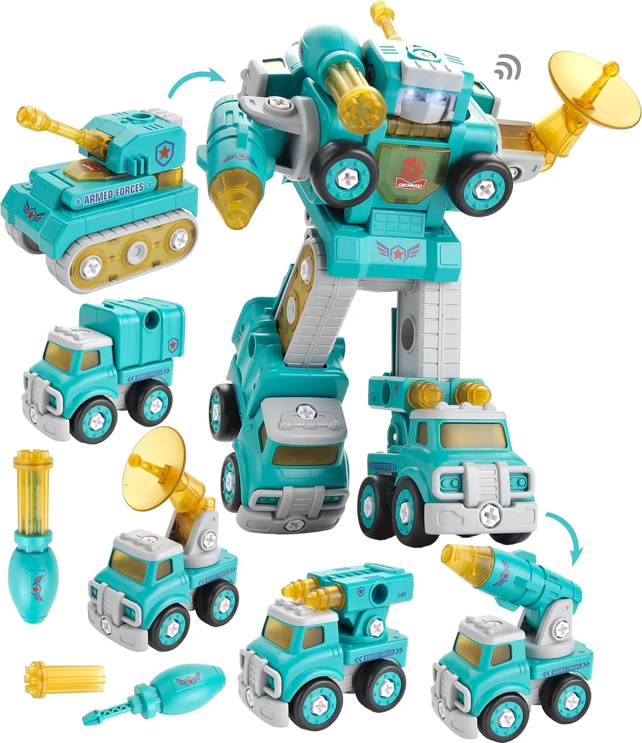 PowerTRC 5-in-1 STEM Robot Toy  Take Apart Building Set for 5  Year Old Boys & Girls | Best Robot Construction Toy with Lights & Sounds | Educational Gifts for Kids Ages 3-8