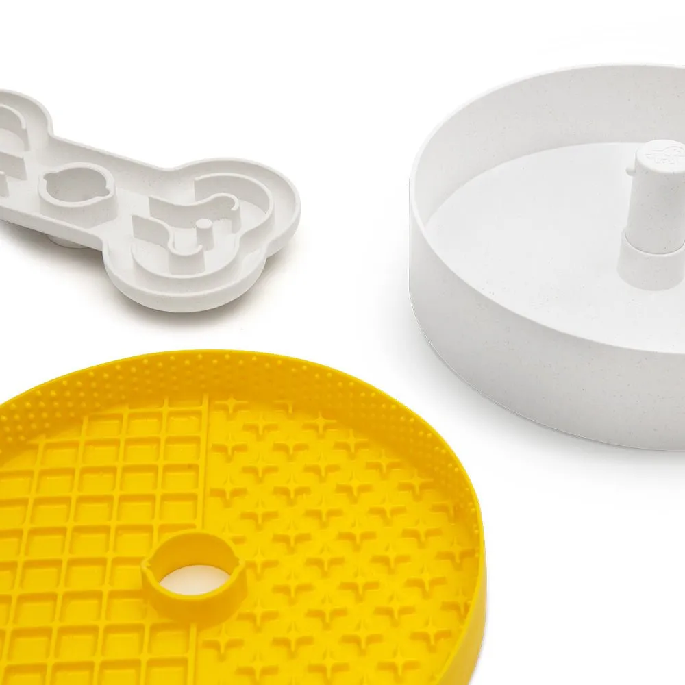 Puzzle Licker Maze Slow Feeder - Triple Texture Dog Bowl for Fun & Healthy Eating (Yellow)