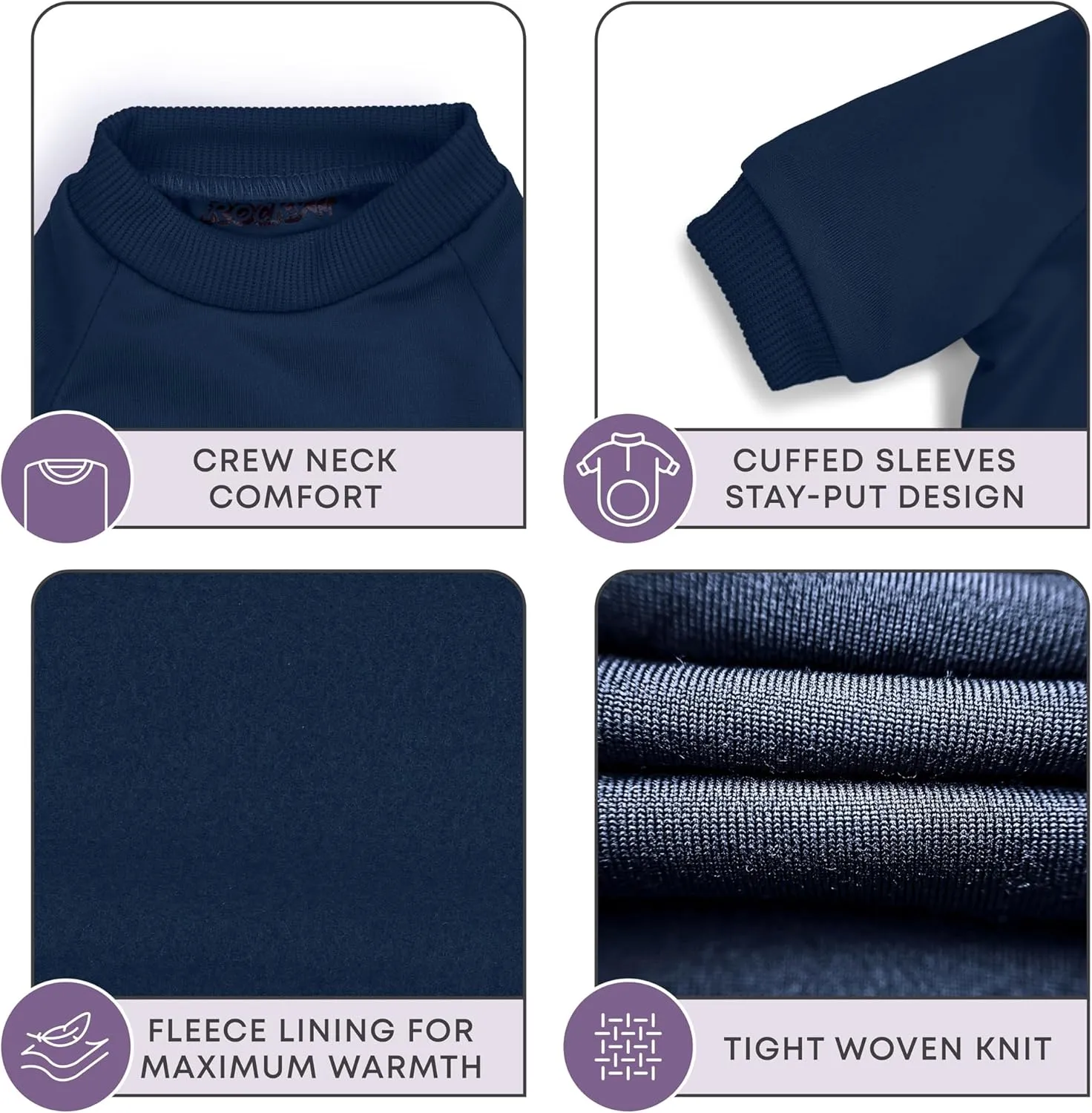 Rocky Thermal Jacket Clothes Fleece Lined Sweater for Dogs, Puppies, Warm Coat Bodysuit Onesie One Piece Vest Pet Jammies with Leg Warmers for Small, Medium, Large Dogs Cats (Navy, Large)