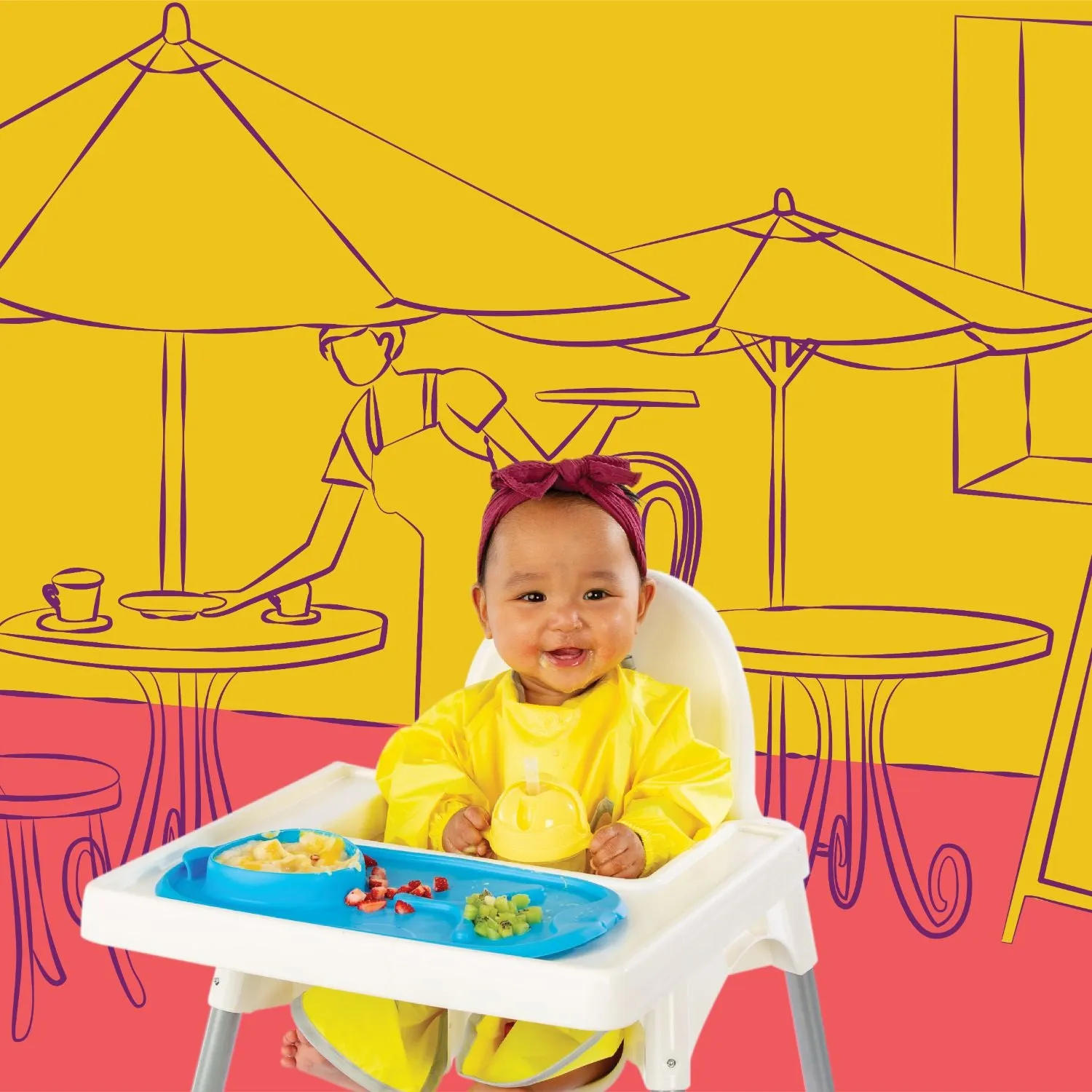 Roll & Go Mealtime Mat with Spoon Blue