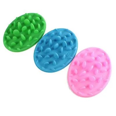 S 24.5*18*3cm pink Portable pet silicone slow food bowl, anti-choking licking plate for cats and dogs AZ19576