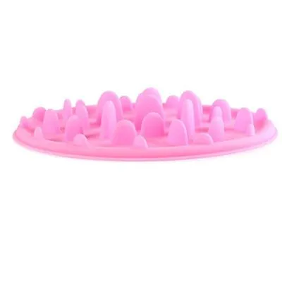 S 24.5*18*3cm pink Portable pet silicone slow food bowl, anti-choking licking plate for cats and dogs AZ19576