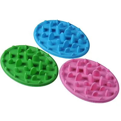 S 24.5*18*3cm pink Portable pet silicone slow food bowl, anti-choking licking plate for cats and dogs AZ19576