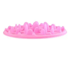 S 24.5*18*3cm pink Portable pet silicone slow food bowl, anti-choking licking plate for cats and dogs AZ19576