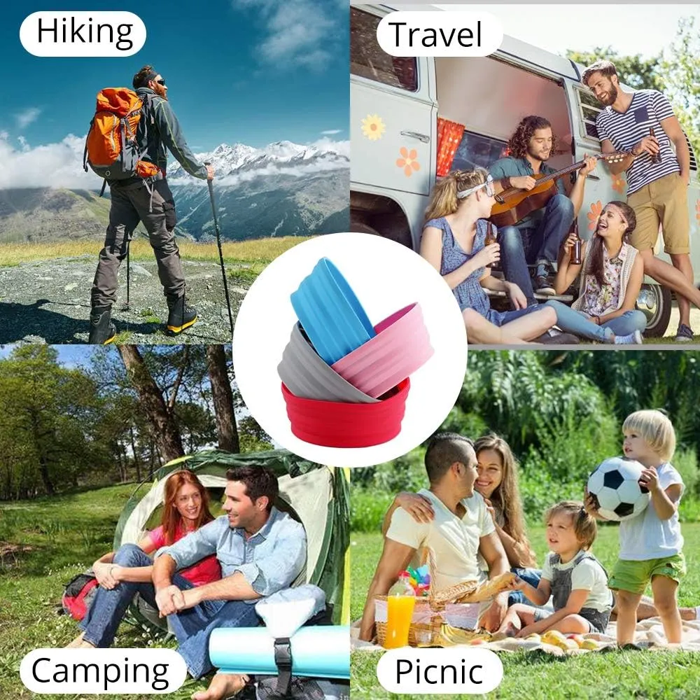 Silicone Expandable Collapsible Bowl for Travel Camping Hiking (Gray(L))