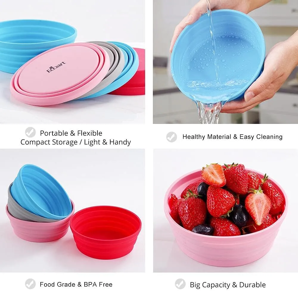 Silicone Expandable Collapsible Bowl for Travel Camping Hiking (Gray(L))