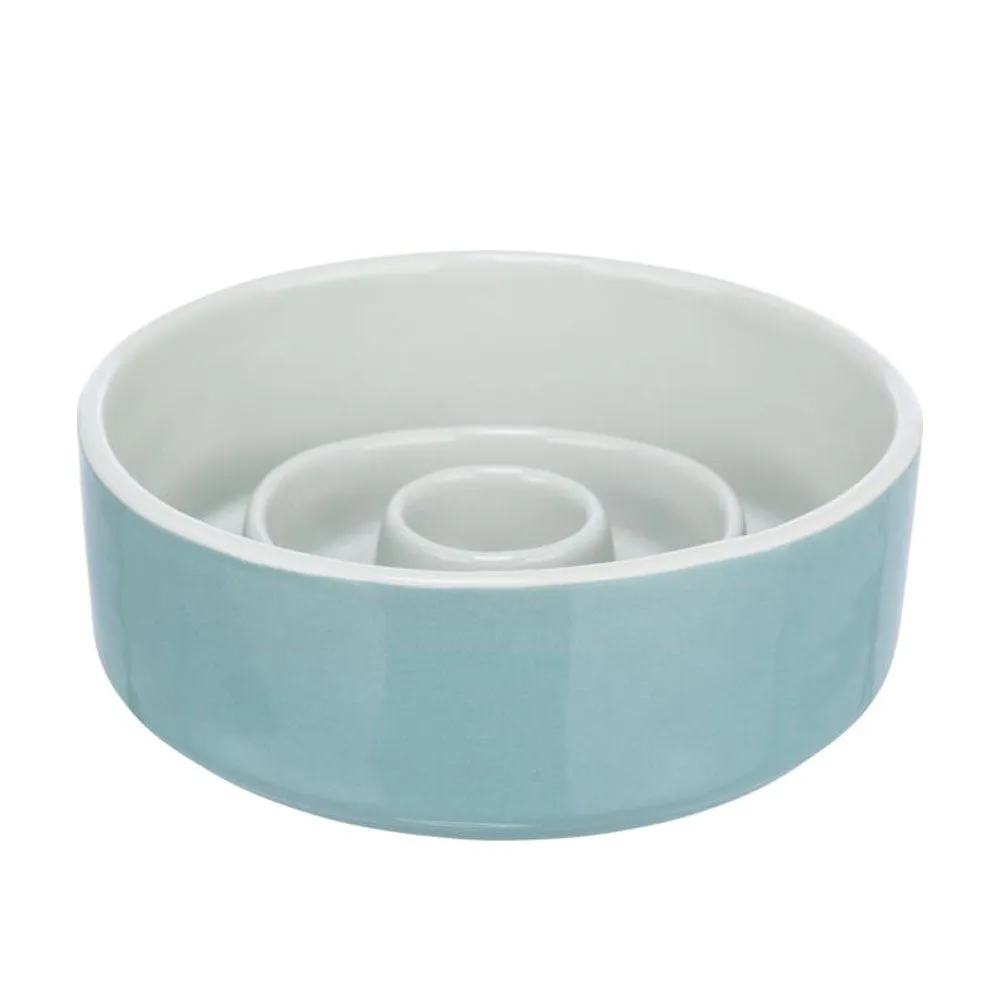Slow Feeding Ceramic Bowl Grey/Blue
