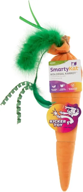 SmartyKat Kolossal Karrot Crinkle Kicker Catnip Cat Toy - Orange, Jumbo (Pack of 2)