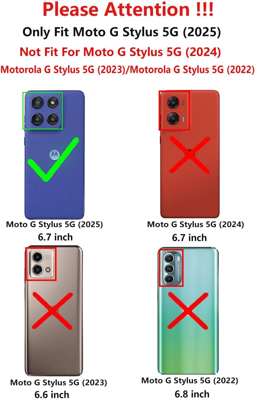 SMKY for Moto G Stylus 5G 2025 Case,with Screen Protectors and Camera Cover,16ft.Drop Tested Cover with Magnetic Kickstand Protective Case for Moto G Stylus 5G 2025, Black